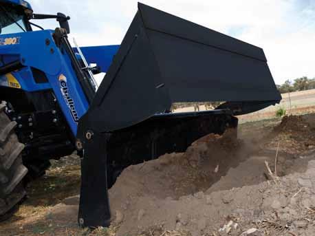 Bucket With the multi-purpose bucket in the closed position you have a standard earthmoving bucket to pick up and move loose materials, with the option to open the bucket to empty material instead of