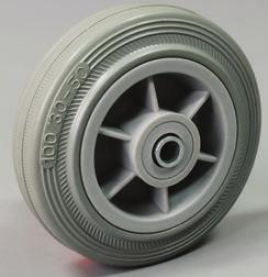 3 12400-150 12404 Thermo Plastic Rubber Wheel Wheel - Thermo Plastic Rubber, with Polypropylene Core A B C D E