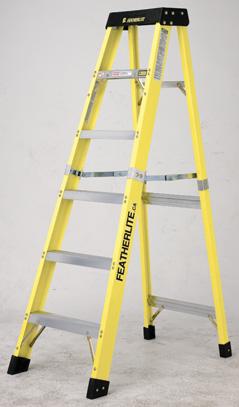 6900 SERIES EXTRA-HEAVY DUTY FIBERGLASS STEP fiberglass THE ECONOMICAL TYPE 1A ALTERNATIVE Durable non-conductive C channel side rails in high visibility safety yellow Super tough copolymer top for