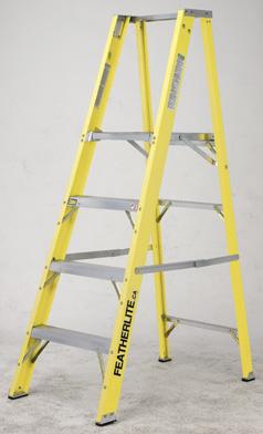 6500 SERIES EXTRA-HEAVY DUTY FIBERGLASS PLATFORM STEP fiberglass IDEAL FOR ALL TYPES OF FIXED HEIGHT WORK Durable non-conductive C channel side rails in high visibility safety yellow Large safe and
