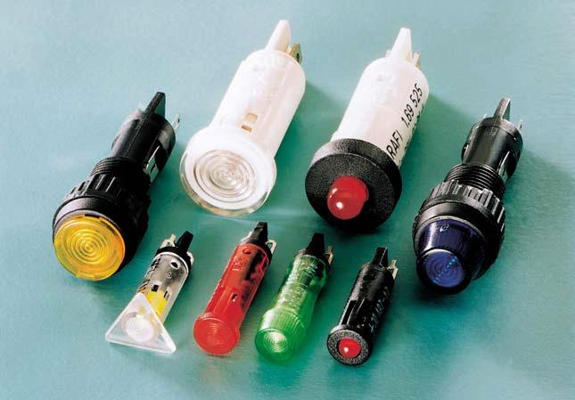 Signal lamps with integrated General data Signal lamps with integral, mounting hole diameter from 5 to 10 mm.