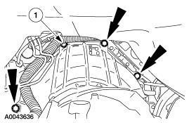Page 7 of 8 4.6L and 5.4L engines 36. Remove the seven transmission-to-engine bolts. 1. Position the fuel lines and bracket aside. 37.