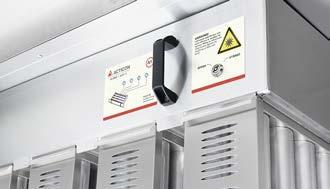 and to maintain The system fulfills the highest safety demands Filter housing with lockable inspection cover, light emitting diodes (LEDs) that indicates which UV-lights that shines HOW UV SAFE WORKS