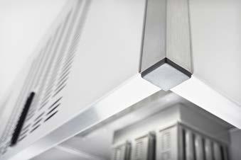 The recessed lighting is dust and water tight INTEGRATED AIR TERMINALS For effective preheating of the supply air, the air terminal directs the air at an angle towards the ceiling.