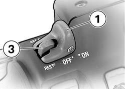 4 56 z Operation Stepless deceleration Push button 3 in the RES direction and hold it in this position. The motorcycle decelerates steplessly. Release button 3.