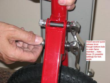 See Figure 3. Note: there are three positions for the front fork angle.