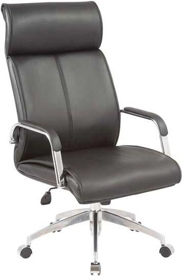 upholstered in Black faux leather. Tilt can lock to any position. Seat depth: 520mm. Seat width: 540mm.