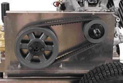 system to prevent slippage Two-piece belt guard for quick access to belts Model