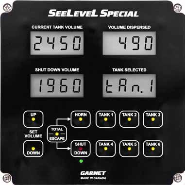 Remote inputs connect up to three additional Garnet gauges, which may be used for water tanks in the same system.
