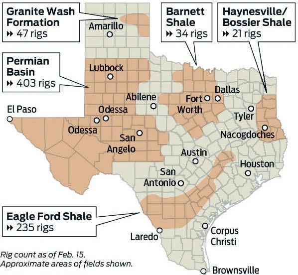 Texas Oil and Gas Fields Barnett Shale Haynesville/Bossier
