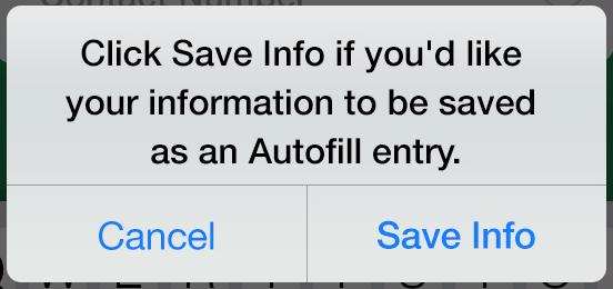 NOTE If this is the first charger you ve set up, a screen will ask you if you want to save your information as an Autofill entry.