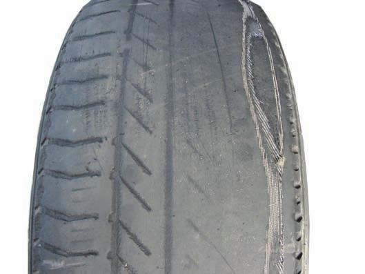 When there is camber, the inside and outside of the tire tread will have different diameters (see Figure 67.3). Positive camber causes wear on the outside of the tire tread.