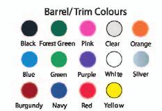 55 Metallic colour barrel with silver trim Select Barrel colour: Black, Silver, Blue, Green or Red Select grip colour: Black, Blue or Red Supplied with blue, red, green & black ink White Element