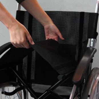 Check if the seat tubes are directly on the side frame and if the seat upholstery is flat; Replace the seat pad, backrest pad and footrests back, fold down the footplates; You can now use the