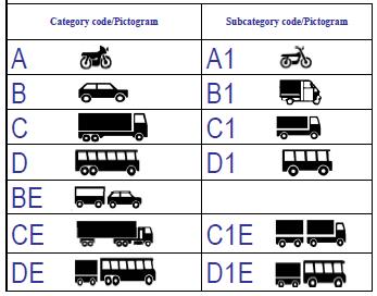 Categories of vehicles for which the DDP may be valid (1968 Convention on Road Traffic) ANNEX 6 DOMESTIC DRIVING PERMIT, Clauses 8 and 9 The categories of vehicles for which the driving permit may be