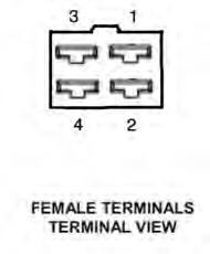 Connector'C-5 FEMALE'TERMINAL'VIEW 1 RedIYellow Pin'1'to'Ground 2 Red Pin'2'to'Ground 3 RedIWhite Pin'3'to'Ground Approximately'0'VDC'ignition'switch'is'OFF'