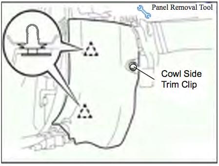 Remove the driver s side lower dash panel: