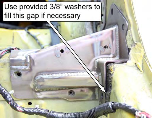 20. Check the gap between the bracket and the vehicle at H8. Use the provided 3/8 G8 washers to close the gap to 1/8 or less.