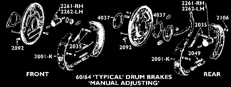 2049 C1SS-2049-A 2049 SPRING - BRAKE ADJUSTING SCREW 2049 60/66, All, front or rear, with manual adjusting brakes................. ea. 2.59 C1SS-2049-A 61/67, All, front or rear, with self-adj.