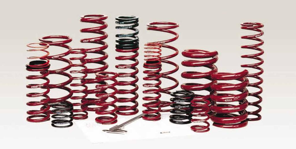 Springs Eibach The finest coil-over spring in the industry. Quality chrome silicone wire is flat ground to equal length and is powder coated for a lasting finish.