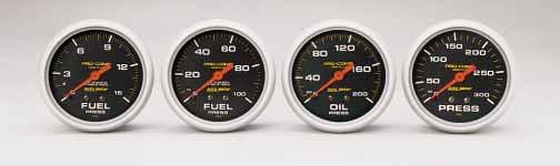 PRO COMP SERIES 2-5/8 MECHANICAL & ELECTRICAL GAUGES Gauges Auto Meter Pro Comp liquid-filled mechanical gauges are designed for racing applications with extreme vibrations or violent pounding.