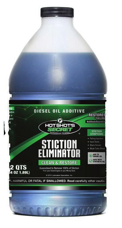 The ONLY Oil Additive that REMOVES STICTION in Diesel Injectors STICTION ELIMINATOR Proven Technology - Guaranteed Results Restores 9 out of 10 failing injectors Eliminates