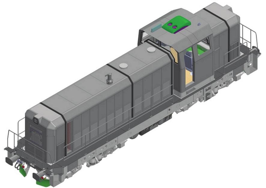 powertrain modules depicted in detail in Fig. 2. 2. 'HYHORSPHQW RI WKH )( PRGHO Ongoing works on the FE model were focused on very accurate reflection of the locomotive frame.