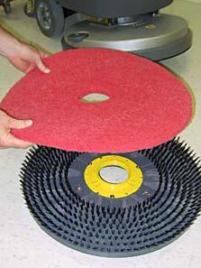 INSTALLING BRUSH/PAD DRIVER FOR SAFETY: Before installing brushes or pad