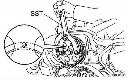39 inch). 10. SET NO.1 CYLINDER TO TOP DEAD CENTER (TDC)/COMPRESSION a. Turn the crankshaft pulley, and align its groove with timed mark "0" of the No.1 timing be