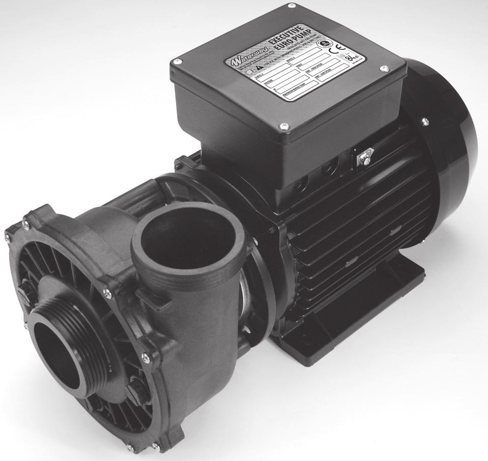 Spa Pumps / Executive Euro - 50 Hz WET END High performance Executive wet end specifically designed for 56-frame motors Large 2" intake for improved flow performance and noise reduction Large 6"