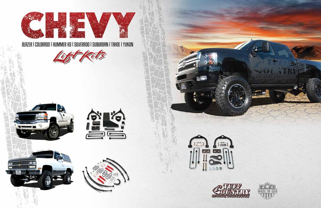 Today s Chevy and GMC trucks feature modern independent front suspension. At Tuff we have perfected the IFS suspension lift kits for new models like the Silverado, Suburban, Tahoe and Colorado.