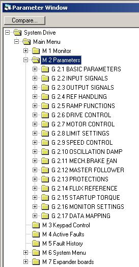 64 6.4.1 Parameters The next step was to set the correct parameters for the generator and motor. This can be done with a NC Drive.