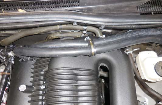 It is important to only use worm gear clamps on the intercooler reservoir. 198. Cut the short end of the 4 x 36 90 molded hose to the same 2.
