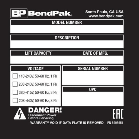 Manual. P-9000LT/F Low-Rise Pit Lift, Installation and Operation Manual, Manual Part Number 5900022, Manual Revision A3, Released September 2018. Copyright. Copyright 2018 by BendPak Inc.