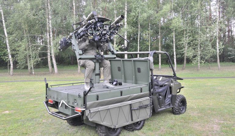 Kusza system installed on the Polaris Defence Ranger 800 platform - combat setting.
