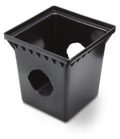 Drainage Products Square Catch Basins Square Catch Basins Manufactured from High Density Polyethylene (HDPE) UV stabilized to protect from sun degradation Use a 3" and 4" Basin Adapter to connect
