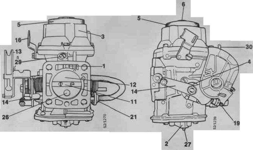 Because of the central location of the jet system, the carburettor can be installed horizontally, or inclined at
