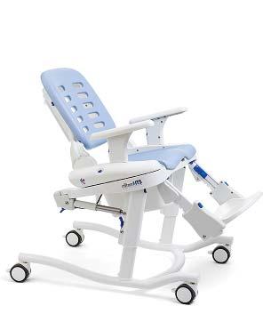 This can be achieved by angling the backrest slightly forward, adjusting the seat to level or slightly back, using the anterior support to provide support at the trunk and arms, and