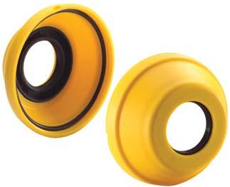 SFETY CP safety cap coe Type support coe type COMPONENTS 1 Clip-on safety cap in polypropylene. 2 Rotary shaft seal ring with extra ust protection lip in NR rubber. 3 eavy uty O-Ring in NR rubber.