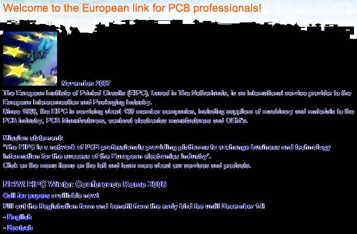 The EIPC Web Site dedicated to the PCB technology in Europe