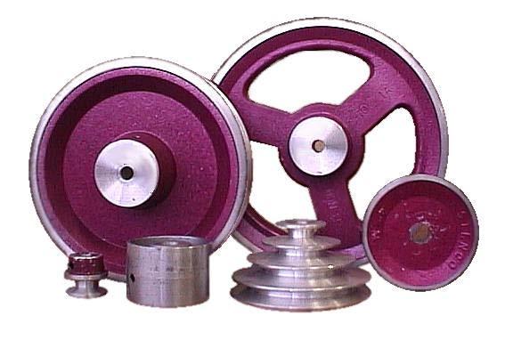 Aluminium Die-Cast V-Pulleys Material Grade S Sections Suitable for M, A and B type belts Variations These pulleys can be supplied with a single groove (1A, 1B, 1M) or double groove (2A, 2B) Stepped