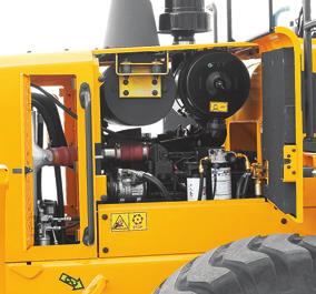 The hydraulic tank is located behind the cab to increase the accessibility of hydraulic hoses and pipings.