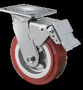 Thermo- Urethane (red on black) Thermo- Urethane (maroon on grey) Mold-on Urethane Polypropylene Phenolic Cast Iron Top Plate Dimensions 4- Total Lock Integrated into swivel fork.