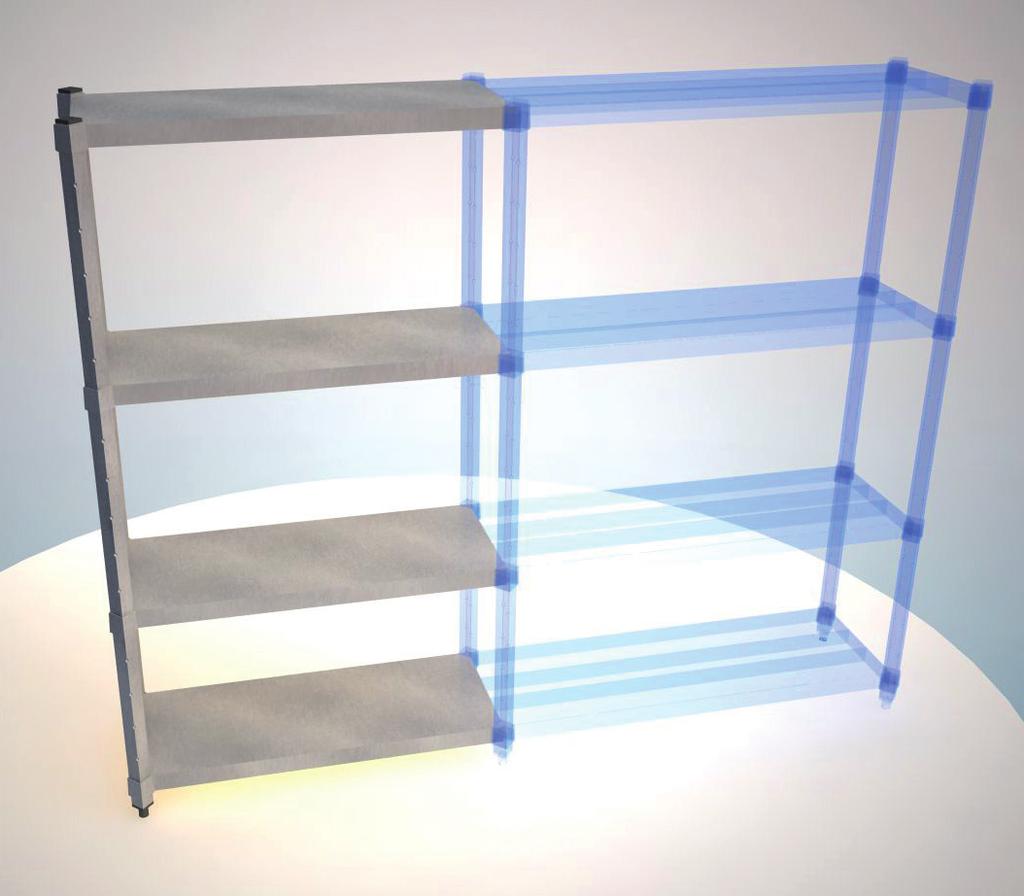 REINFORCED STAINLESS STEEL SERIES Sections (H = 1800) Straight modular section with solid shelves 2300009920 400x600 2300009930 400x700 2300009940 400x800 2300009950 400x900 2300009960 400x1000