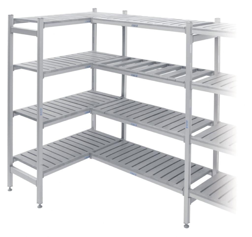 required by European standards HACCP The joint system used in the aluminium shelving allows quick and easy assembly, without any special