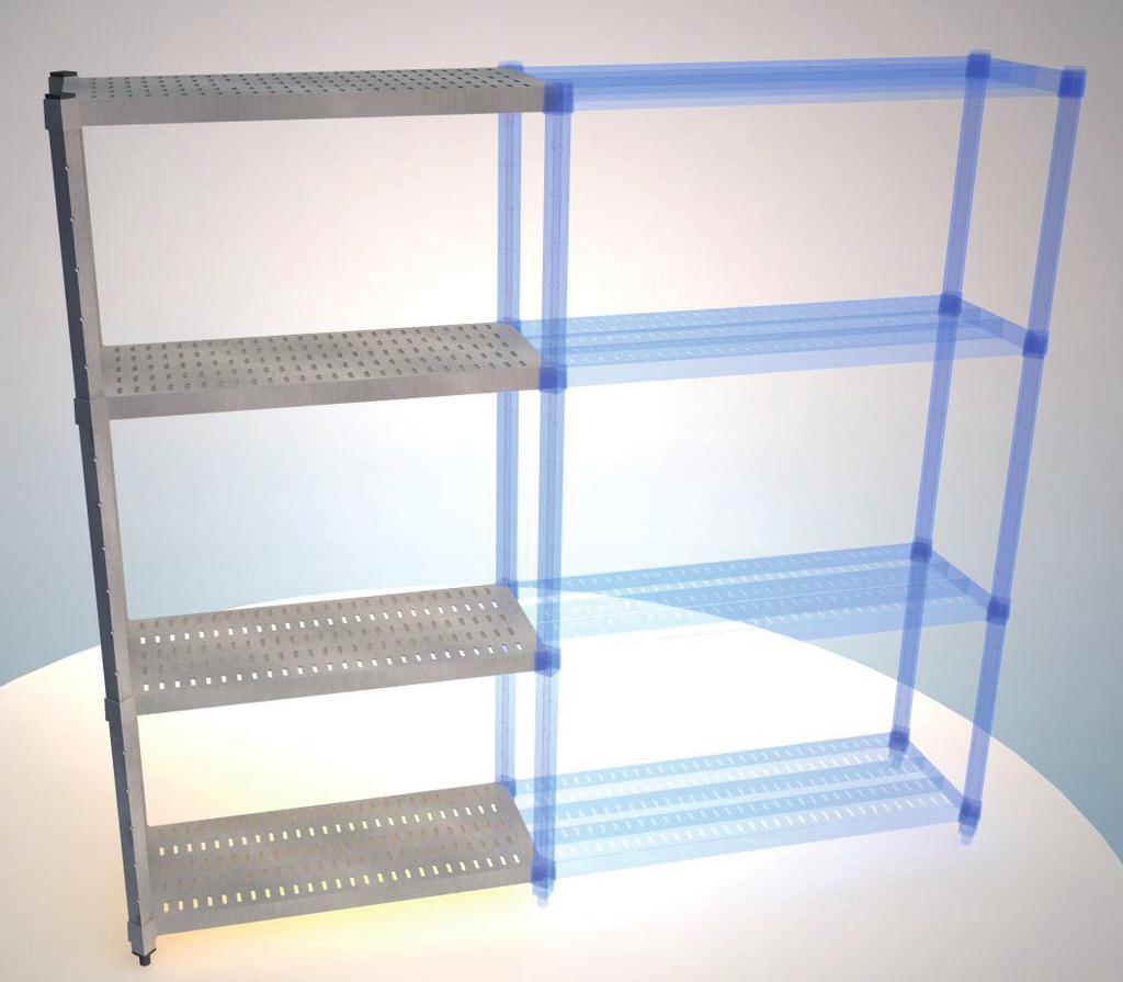 REINFORCED STAINLESS STEEL SERIES Sections (H = 2000) Straight modular section with perforated shelves 2300015320 400x600 2300015330 400x700 2300015340 400x800 2300015350 400x900 2300015360 400x1000