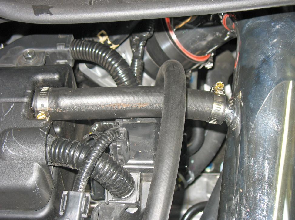 Install the 5/8 hose onto the upper intake pipe nipple and