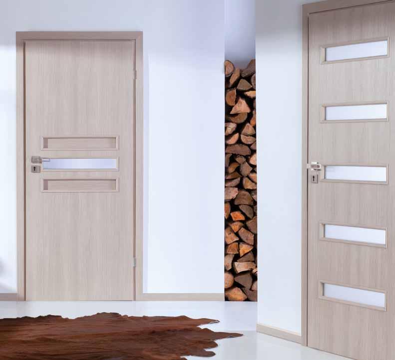 INTER-AMBER interior door leaves NEW TECHNICAL SPECIFICATION LEAF STRUCTURE rebated system a wooden rail and stile set topped with two flush HDF boards with the ECO TOP surface finish, the core made