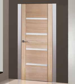 recommended installation dimension Sop width on the external side of the architrave Fixed pine door frame covered with natural veneer and aluminium top (brushed, anodized aluminium) from the side of