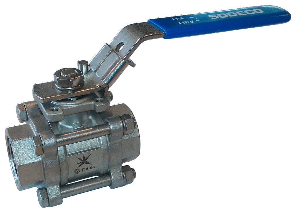 THREE-PIECE BALL VALVE 350 SERIES GENERAL FEATURES: - Full bore - Locking device - Mounting